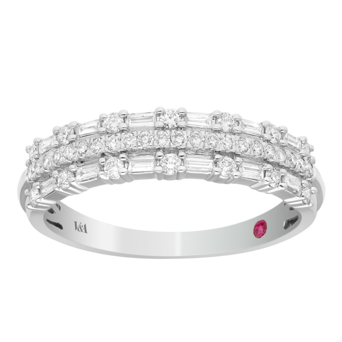 20756816_VA25916W-14K-1201x1201.jpg 14K WHITE GOLD 1/2CT ROUND/BAGUETTE DIAMOND LADIES BAND - Image 1