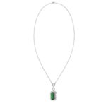 18K WHITE GOLD 4 7/8CT ROUND/EMERALD/ONYX DIAMOND LADIES NECKLACE WITH CHAIN(COLOR STONE EMERALD DIAMOND 4 1/2CT) - Image 2