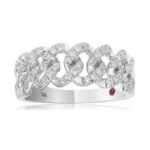 14K WHITE GOLD 1/2CT ROUND/PINK SAPPHIRE DIAMOND LADIES RING