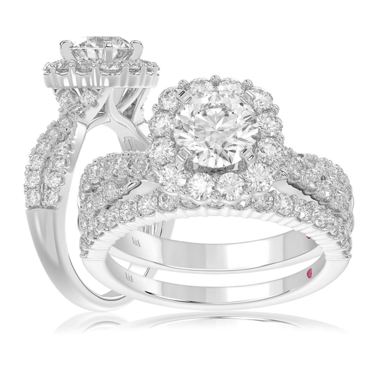 20761148_VA14053W-AB-1201x1201.jpg 14K WHITE GOLD 1CT ROUND DIAMOND LADIES SEMI MOUNT BRIDAL SET(CENTER STONE MOUNT ROUND DIAMOND 1CT) - Image 1