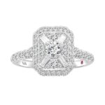 14K WHITE GOLD 1CT ROUND/BAGUETTE DIAMOND LADIES RING