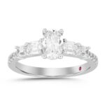 14K WHITE GOLD 2CT ROUND/EMERALD/OVAL DIAMOND LADIES SEMI MOUNT RING (CENTER STONE OVAL DIAMOND 1CT)