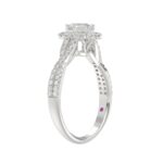 14K WHITE GOLD 5/8CT ROUND/OVAL DIAMOND LADIES SEMI MOUNT BRIDAL SET (CENTER STONE OVAL DIAMOND 3/8CT) - Image 5