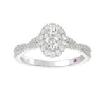14K WHITE GOLD 5/8CT ROUND/OVAL DIAMOND LADIES SEMI MOUNT BRIDAL SET (CENTER STONE OVAL DIAMOND 3/8CT) - Image 6