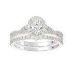 14K WHITE GOLD 5/8CT ROUND/OVAL DIAMOND LADIES SEMI MOUNT BRIDAL SET (CENTER STONE OVAL DIAMOND 3/8CT) - Image 7