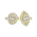 14K YELLOW GOLD 1/2CT ROUND/BAGUETTE DIAMOND LADIES FASHION RING - Image 4