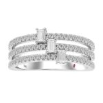 18K WHITE GOLD 1/2CT ROUND/BAGUETTE DIAMOND LADIES FASHION RING