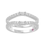 18K WHITE GOLD 1/2CT ROUND/BAGUETTE DIAMOND LADIES WRAP RING