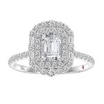 18K WHITE GOLD 1/2CT ROUND/BAGUETTE/EMERALD DIAMOND LADIES RING(CENTER STONE EMERALD DIAMOND 1/2CT)