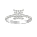 18K WHITE GOLD 1/2CT ROUND/PRINCESS DIAMOND LADIES FASHION RING - Image 3