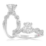 18K WHITE GOLD 1/4CT ROUND DIAMOND LADIES SEMI MOUNT RING(CENTER STONE MOUNT OVAL DIAMOND 1CT