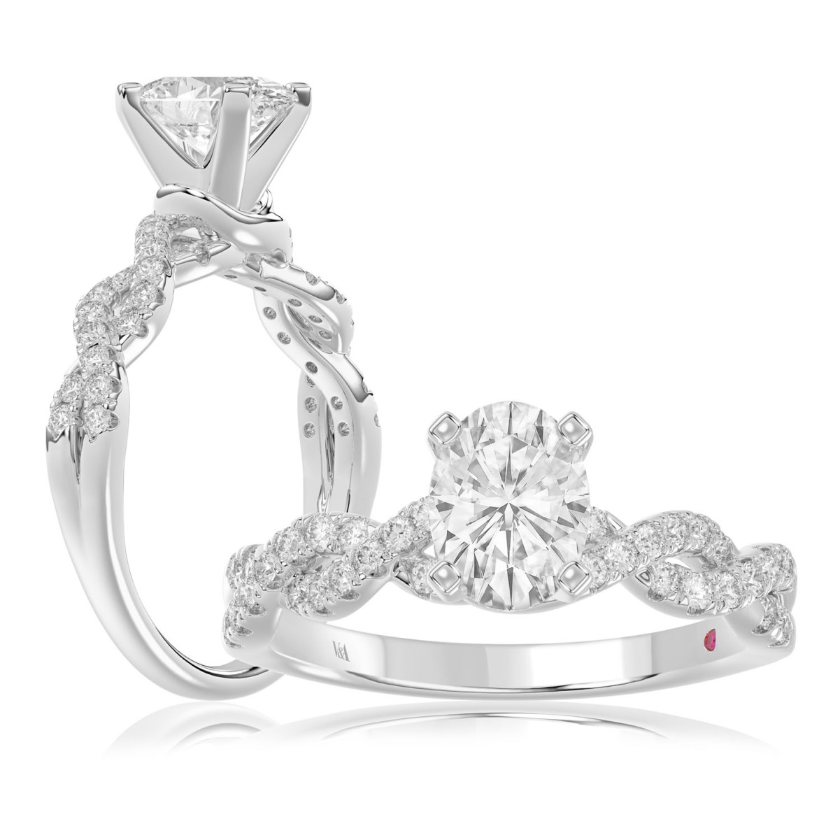 20769216_VA26755W-AB-1201x1201.jpg 18K WHITE GOLD 1/4CT ROUND DIAMOND LADIES SEMI MOUNT RING(CENTER STONE MOUNT OVAL DIAMOND 1CT - Image 1
