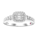 18K WHITE GOLD 1/5CT ROUND/BAGUETTE DIAMOND LADIES RING