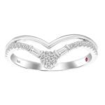 18K WHITE GOLD 1/5CT ROUND/BAGUETTE DIAMOND LADIES RING