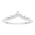 18K WHITE GOLD 1/5CT ROUND/BAGUETTE DIAMOND LADIES RING
