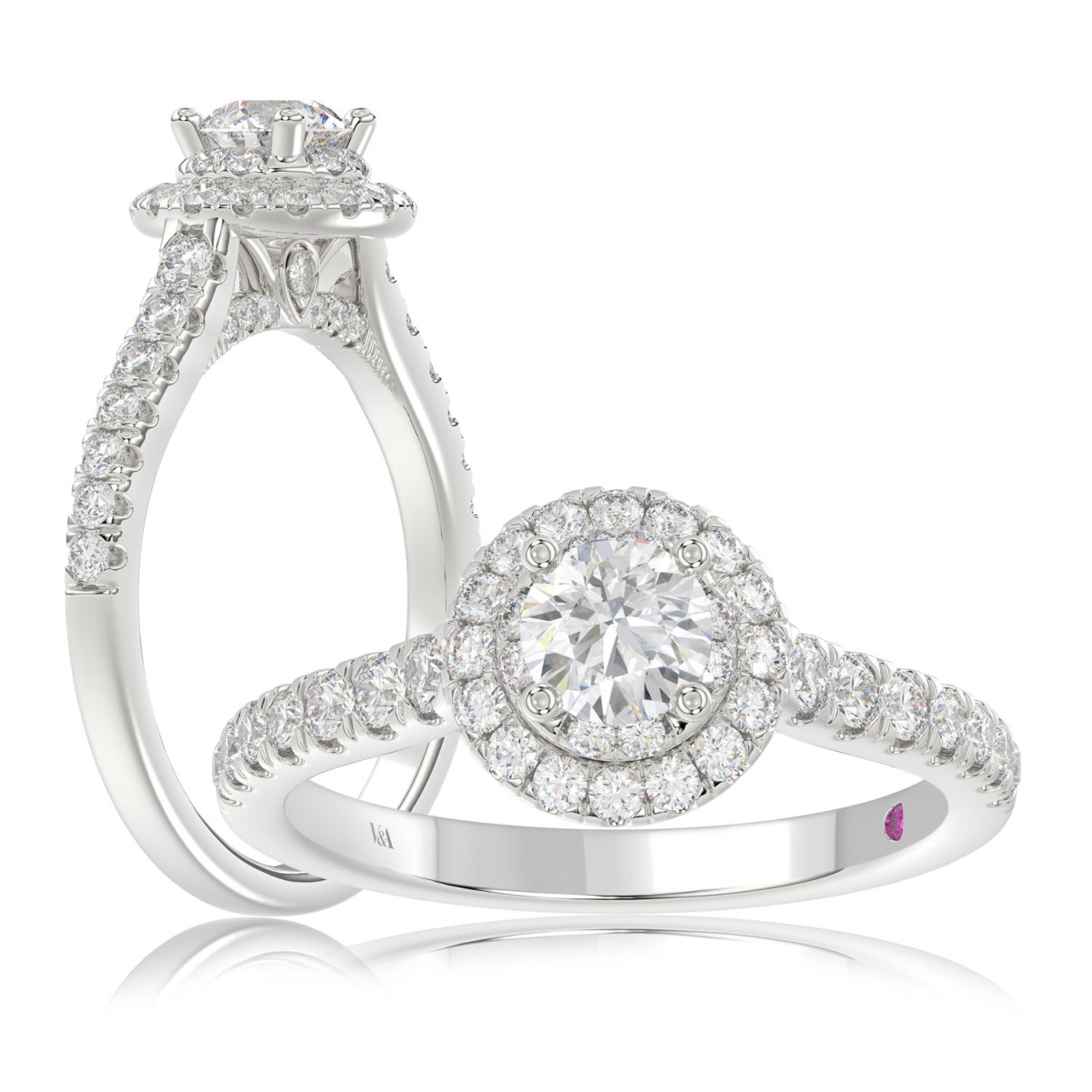 20771191_VA22000W-1201x1201.jpg 18K WHITE GOLD 1/2CT ROUND DIAMOND LADIES RING(CENTER STONE ROUND DIAMOND 1/4CT) - Image 1