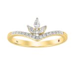 18K YELLOW GOLD 1/3CT ROUND/MARQUISE DIAMOND LADIES RING