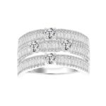 18K WHITE GOLD 2CT ROUND/BAGUETTE DIAMOND LADIES FASHION RING