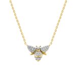 18K YELLOW GOLD 1/6CT ROUND DIAMOND LADIES NECKLACE