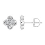14K WHITE GOLD 1 1/5CT ROUND DIAMOND LADIES EARRINGS