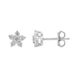 14K WHITE GOLD 1/2CT ROUND DIAMOND LADIES EARRINGS - Image 2