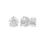 14K WHITE GOLD 1CT ROUND DIAMOND LADIES SOLITAIRE EARRINGS - Image 3