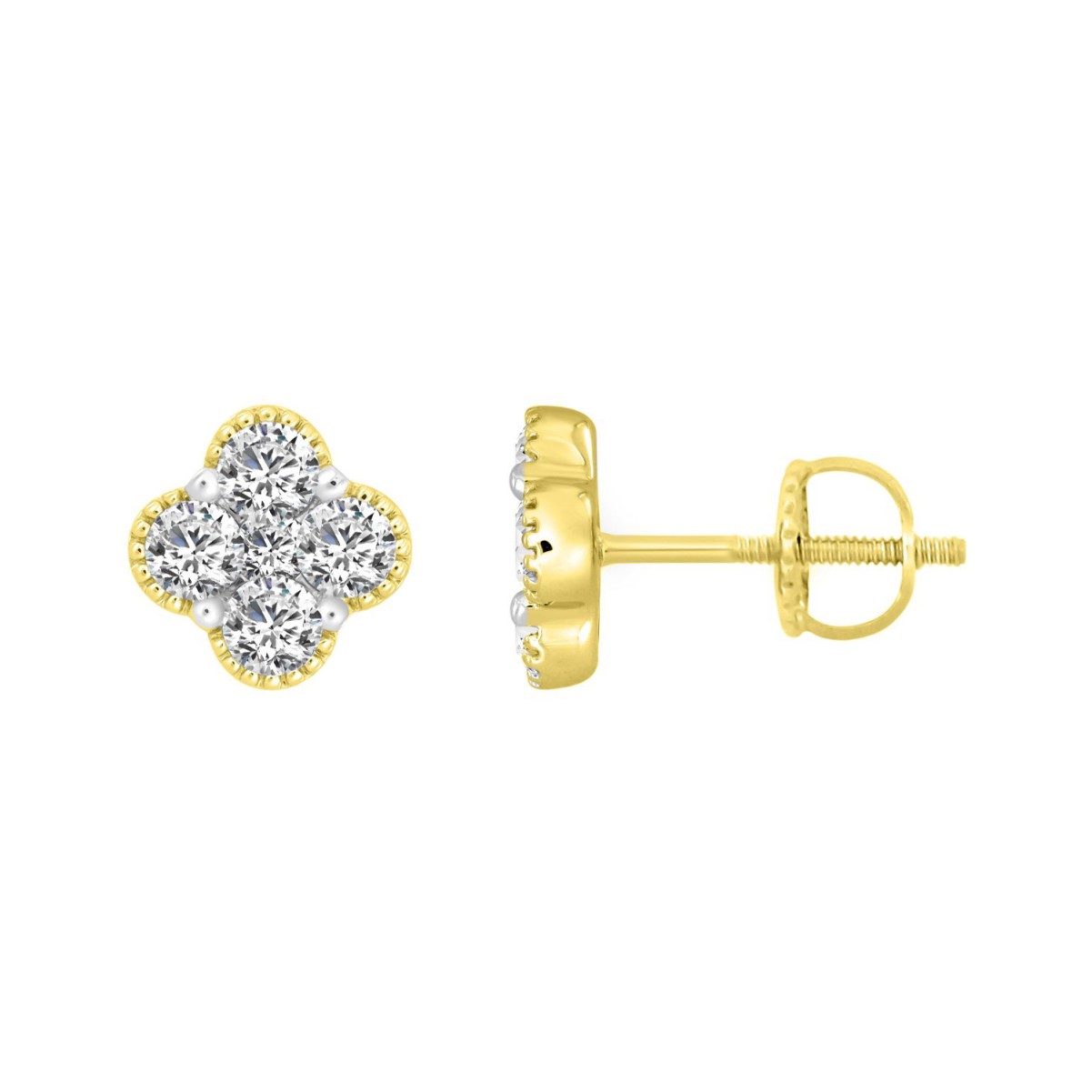 20774354_VA32941Y-1201x1201.jpg 14K YELLOW GOLD 1/2CT ROUND DIAMOND LADIES EARRINGS - Image 1