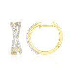 14K YELLOW GOLD 1/2CT ROUND DIAMOND LADIES HOOP EARRINGS