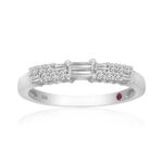 18K WHITE GOLD 3/8CT ROUND/BAGUETTE DIAMOND LADIES FASHION BAND