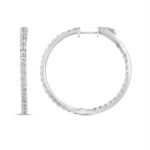 14K WHITE GOLD 5CT ROUND DIAMOND LADIES HOOPS EARRINGS