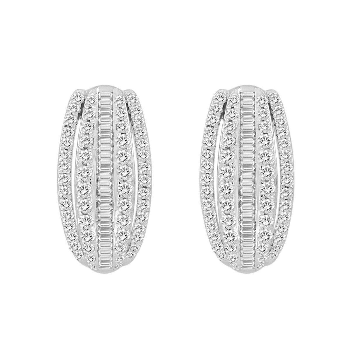20777962_VA22870W-1201x1201.jpg 18K WHITE GOLD 1CT ROUND/BAGUETTE DIAMOND LADIES HOOPS EARRINGS - Image 1