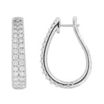18K WHITE GOLD 2CT ROUND DIAMOND LADIES HOOPS EARRINGS