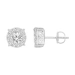 18K WHITE GOLD 3/4CT ROUND DIAMOND LADIES EARRINGS
