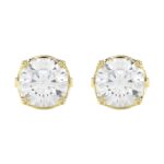 18K YELLOW GOLD 3/4CT ROUND DIAMOND LADIES EARRINGS