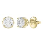 18K YELLOW GOLD 3/4CT ROUND DIAMOND LADIES EARRINGS - Image 3