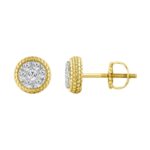 STERLING SILVER YELLOW 1/3CT ROUND DIAMOND LADIES EARRINGS