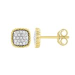 STERLING SILVER YELLOW 1/4CT ROUND DIAMOND LADIES EARRINGS