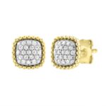 STERLING SILVER YELLOW 1/4CT ROUND DIAMOND LADIES EARRINGS - Image 2