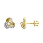 STERLING SILVER YELLOW 1/6CT ROUND DIAMOND LADIES EARRINGS