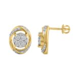 STERLING SILVER YELLOW 1/6CT ROUND DIAMOND LADIES EARRINGS