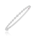 14K WHITE GOLD 1 1/3CT ROUND/PINK SAPPHIRE DIAMOND LADIES BANGLE