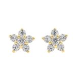 14K YELLOW GOLD 1/2CT ROUND DIAMOND LADIES EARRINGS
