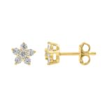 14K YELLOW GOLD 1/2CT ROUND DIAMOND LADIES EARRINGS - Image 2