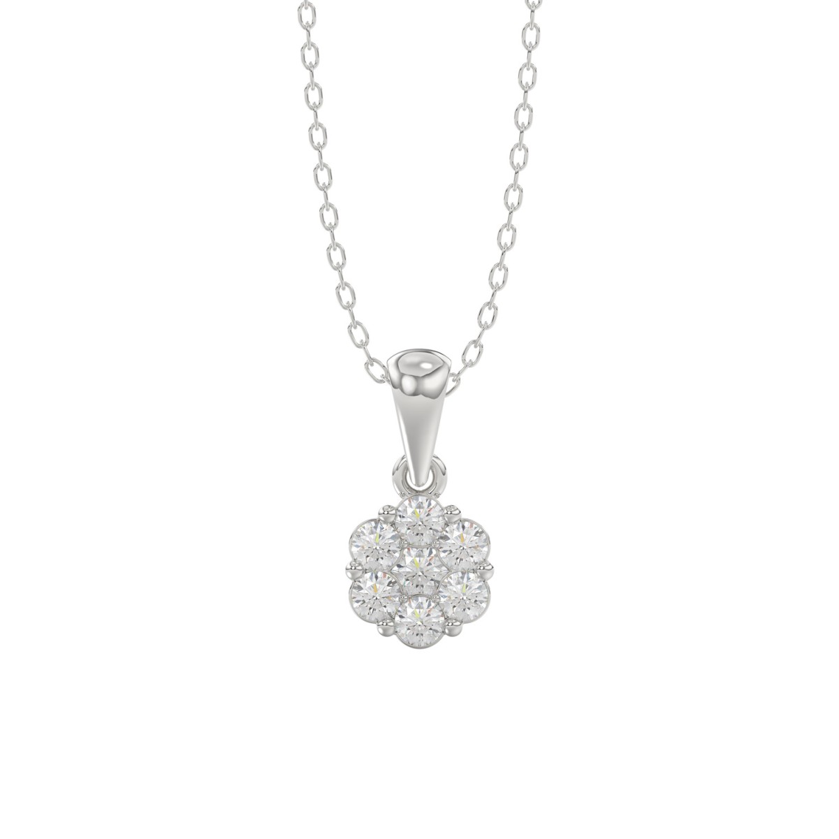 20785544_VA15214W-14K-1201x1201.jpg 14K WHITE GOLD 1/6CT ROUND DIAMOND LADIES FLOWER PENDANT WITH CHAIN - Image 1