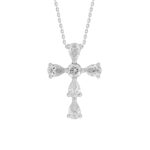 18K WHITE GOLD 1CT ROUND/PEAR DIAMOND LADIES PENDANT WITH CHAIN