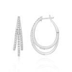 14K WHITE GOLD 1/2CT ROUND DIAMOND LADIES HOOP EARRINGS