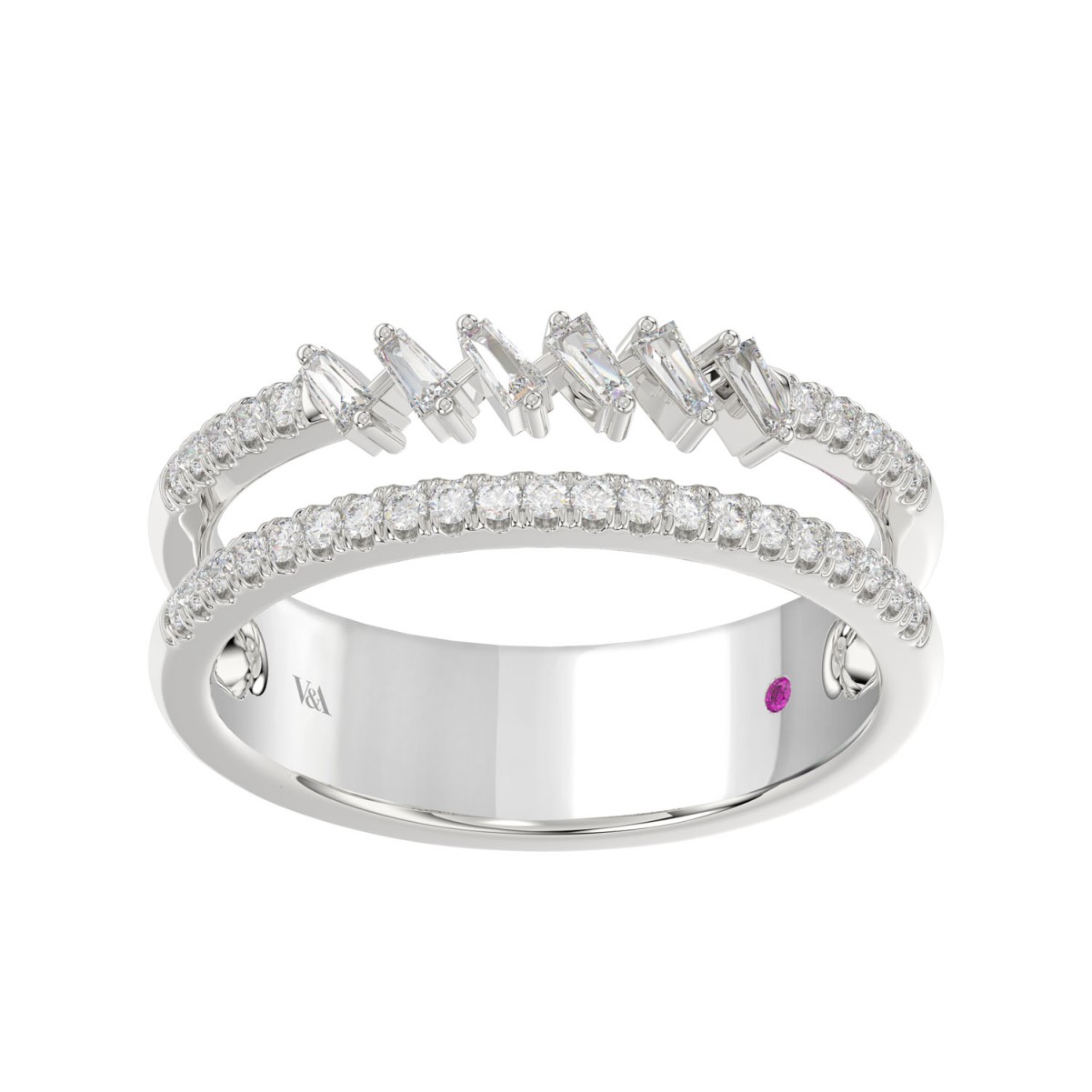 20787892_VA11843W-1201x1201.jpg 14K WHITE GOLD 1/3CT ROUND/BAGUETTE DIAMOND LADIES FASHION BAND - Image 1