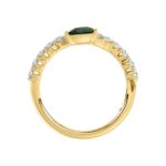 14K YELLOW GOLD 1 1/5CT ROUND/PEAR DIAMOND LADIES FASHION RING(COLOR STONE PEAR GREEN EMERALD DIAMOND 1/2CT) - Image 2
