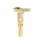 14K YELLOW GOLD 1 1/5CT ROUND/PEAR DIAMOND LADIES FASHION RING(COLOR STONE PEAR GREEN EMERALD DIAMOND 1/2CT) - Image 3
