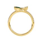 14K YELLOW GOLD 1 7/8CT ROUND/BAGUETTE/MARQUISE DIAMOND LADIES FASHION RING(COLOR STONE MARQUISE GREEN EMERALD DIAMOND 1 5/8 CT) - Image 2